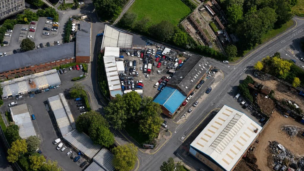 Aerial view of Grievesons Yard